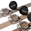 Three lines with pomades on them, each a diffrent shade of brown